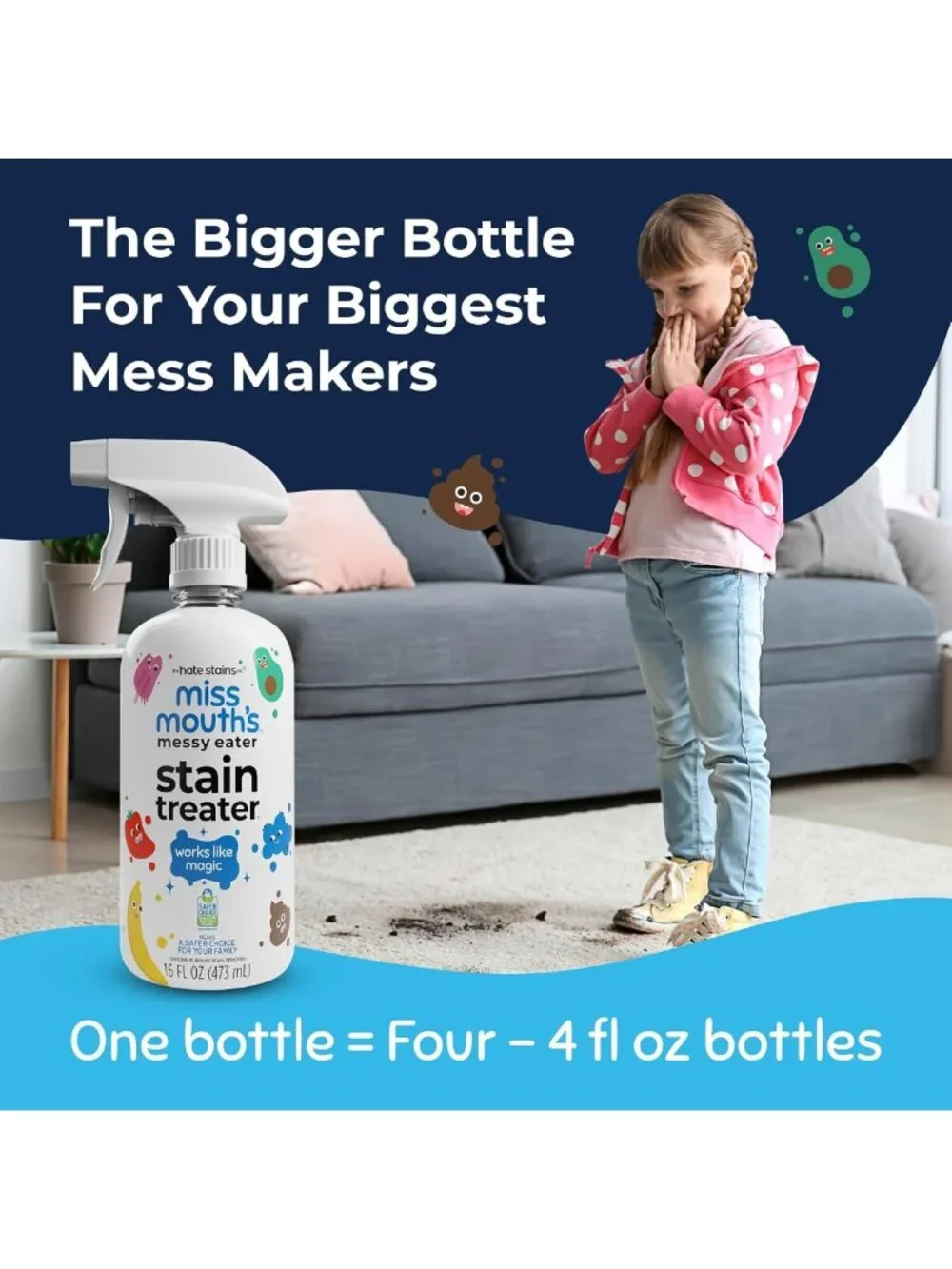 Stain Remover Spray for Baby & Newborn, 16 Oz - Cleans Food, Grease, Coffee